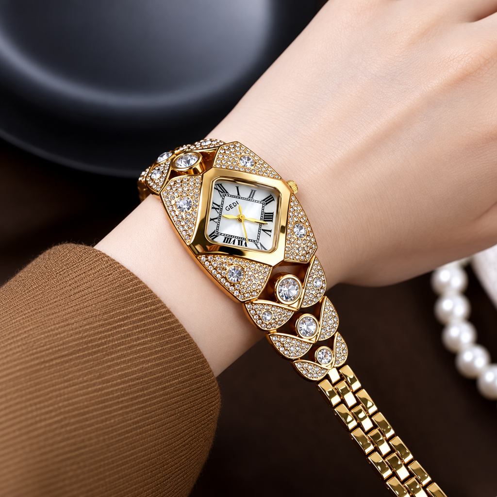 "Golden Shine" Crystal Bracelet Watch for Women