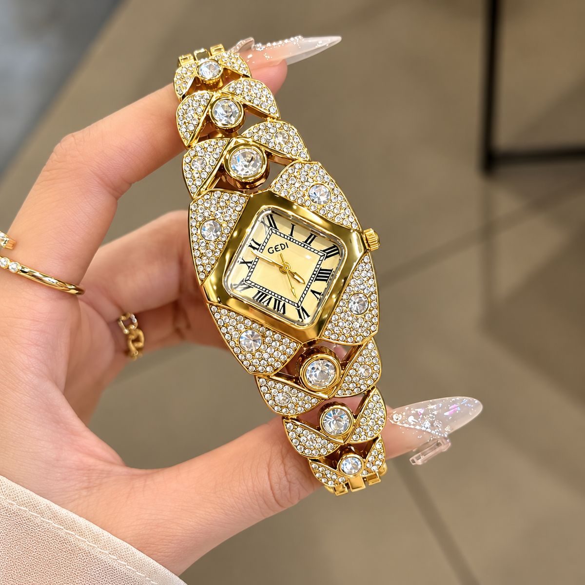 "Golden Shine" Crystal Bracelet Watch for Women