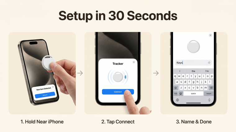 Setup the smart tracker on iPhone in 30 seconds