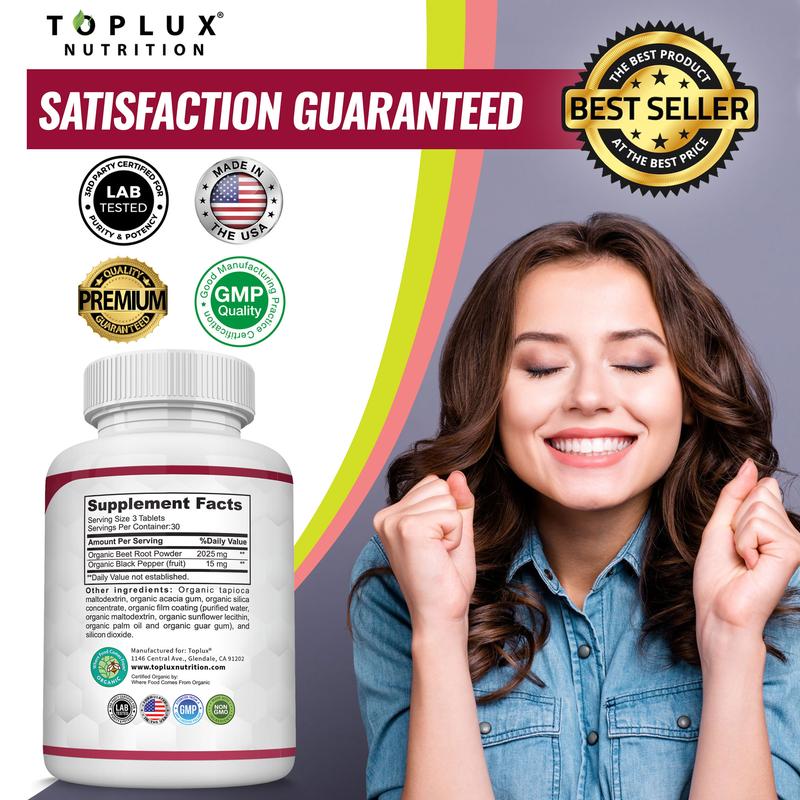Organic Beetroot Supplement — Athletic Performance & Daily Energy | 90 Capsules