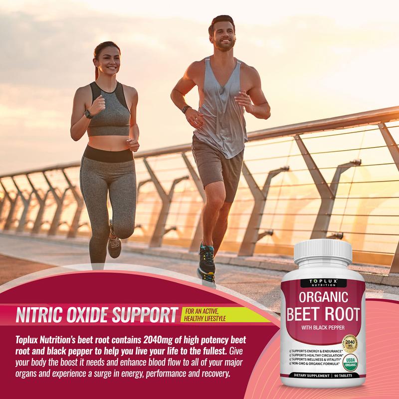 Organic Beetroot Supplement — Athletic Performance & Daily Energy | 90 Capsules