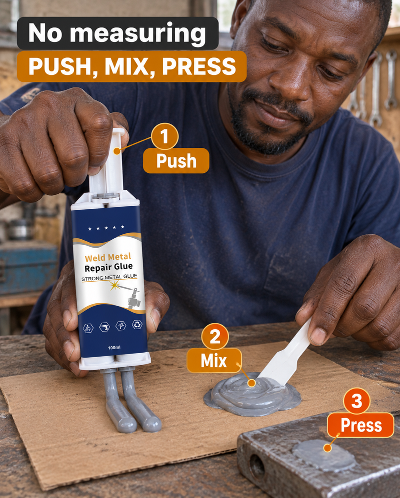 Push rod pressing both parts out, mixing with the spatula