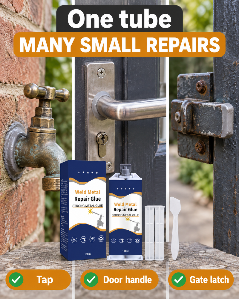 Three small repairs: a tap, a door handle and a gate latch