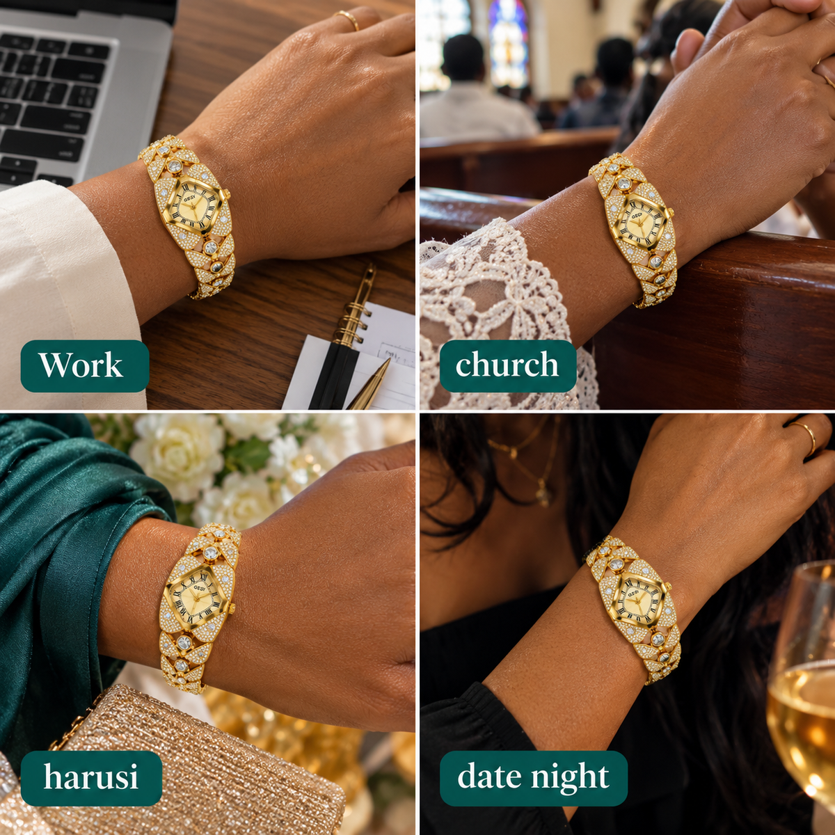 "Golden Shine"Crystal Bracelet Watch · by Pepea