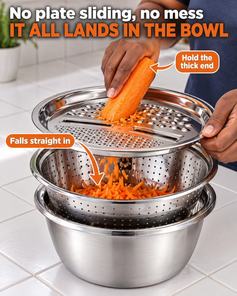 Everything you grate lands in the bowl
