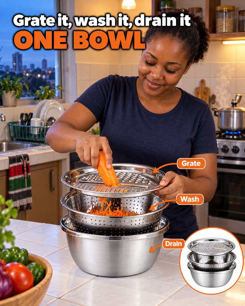 JikoTrio 3-in-1 Grater Basin Set
