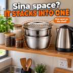 JikoTrio 3-in-1 Grater Basin Set Stacks into one