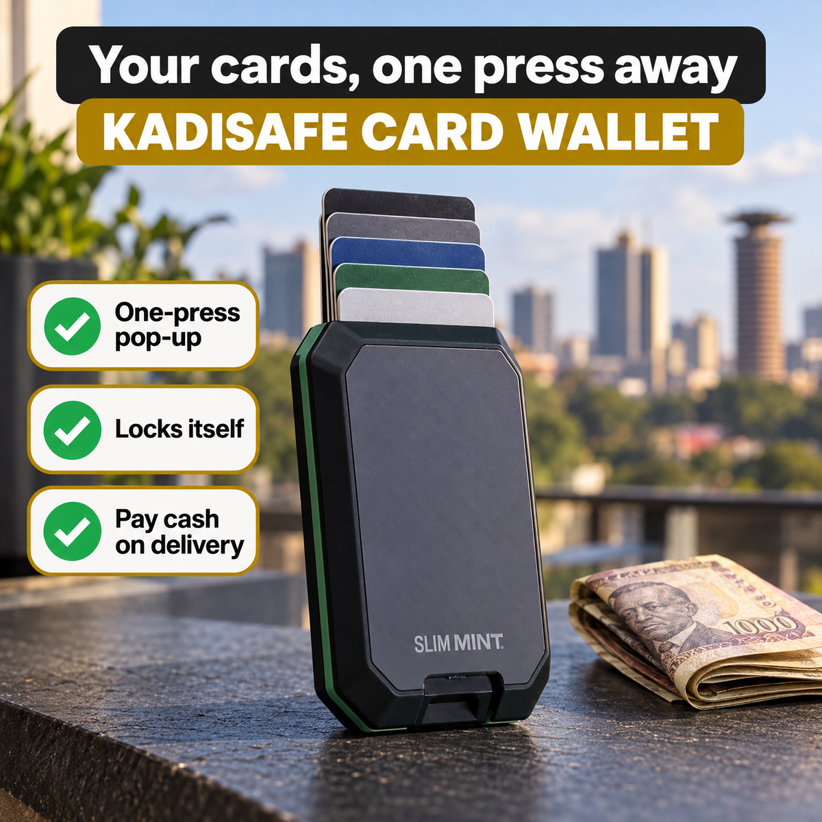 KadiSafe Pop-Up Card Wallet Hero