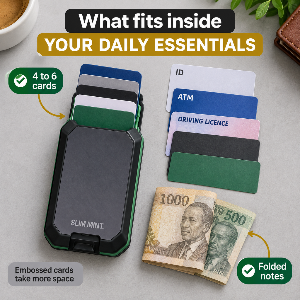 KadiSafe Pop-Up Card Wallet What fits
